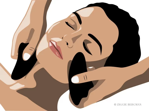 zone face lift graphic with gua0sha